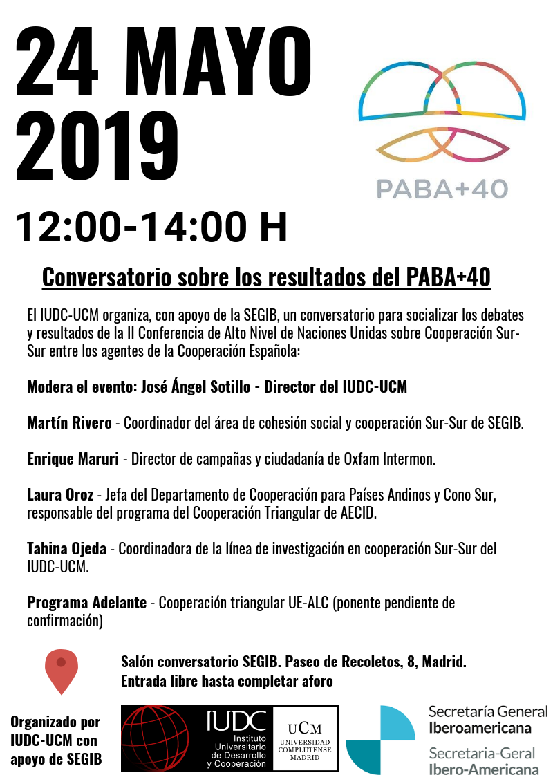 Conversatorio para socializar los debates y resultados de la II Conferencia de Alto Nivel de Naciones Unidas sobre Cooperación Sur-Sur entre los agentes de la cooperación española