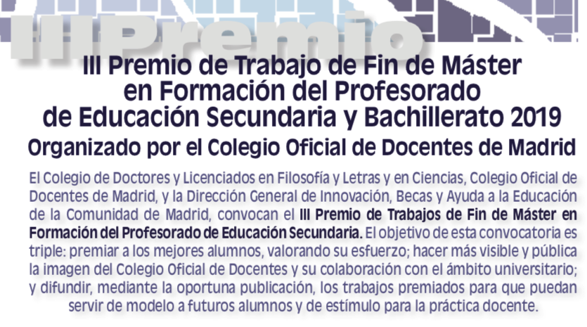 III Premio TFM del Colegio Oficial de Docentes de Madrid (hasta 30 de octubre)