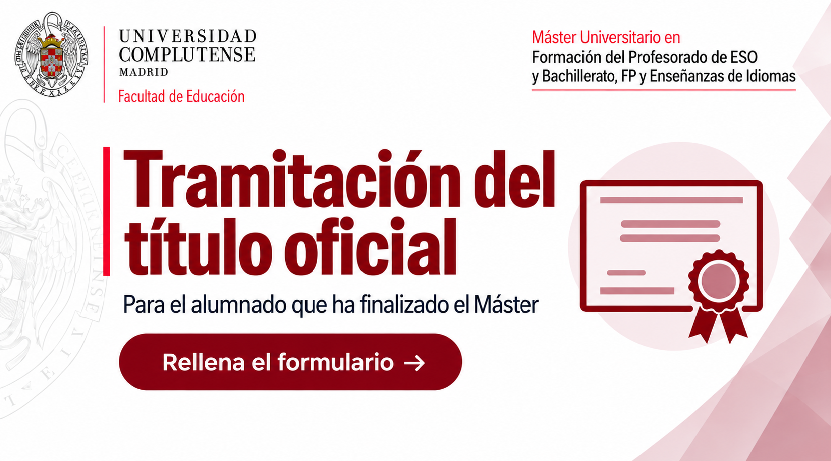 Tramitación de título oficial para el alumno que ha finalizado el Máster 