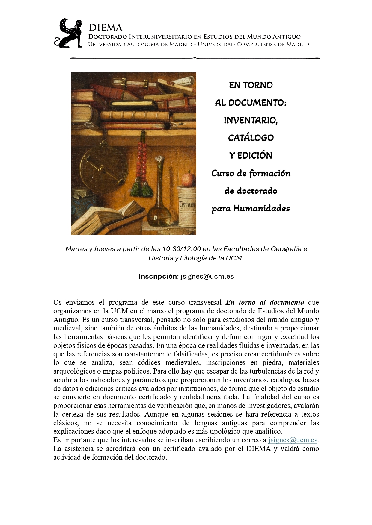 CURSO "EN TORNO AL DOCUMENTO"