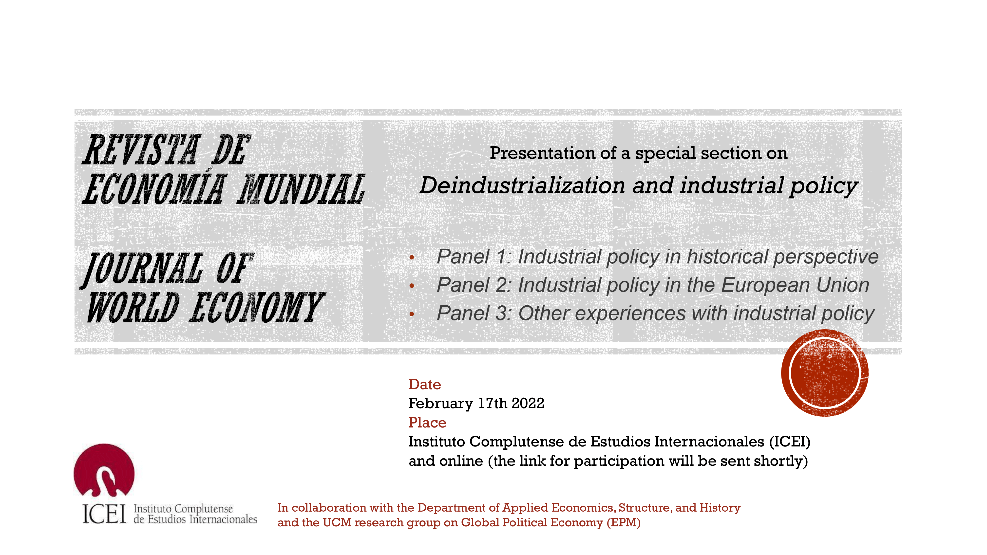 Workshop Deindustrialization and industrial policy