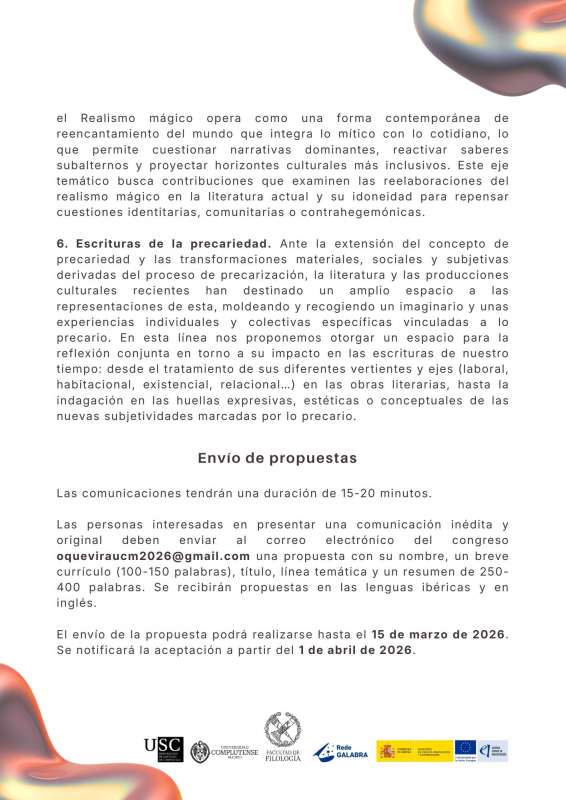 CFP II Congreso Internacional "O que virá: poéticas y escrituras para construir el presente" - UCM, 14, 15 y 16 de octubre de 2026 - 4
