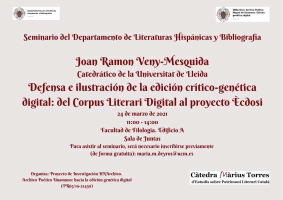 Seminario Defensa e ilustración de la edición crítico-genética digital: del Corpus Literari Digital al proyecto Ècdosi