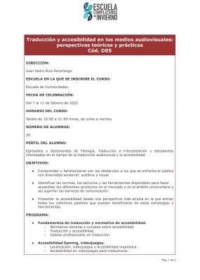 Traducción y Accesibilidad en los medios audiovisuales: perspectivas teóricas y prácticas