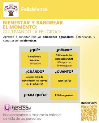 Taller Felizmente: Bienestar y saborear el momento: Cultivando la felicidad.