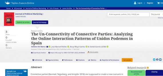 Nuevo artículo:The Un-Connectivity of Connective Parties: Analyzing the Online Interaction Patterns of Unidos Podemos in Spain