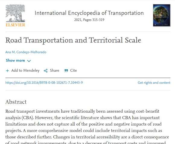 Nuevo Capítulo de Libro: Road Transportation and Territorial Scale - 1