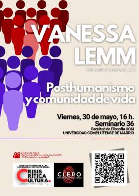conferencia de Vanessa Lem, "Posthumanismo y comunidad de vida", viernes 30 de mayo, 16h