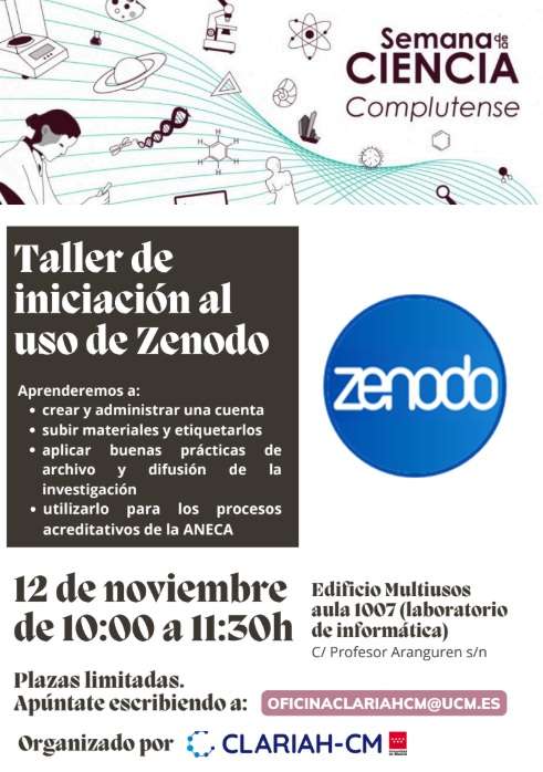 El nodo CLARIAH-CM organiza la actividad «Ábrete a Europa: aprende a usar Zenodo» en la Semana de la Ciencia 2025