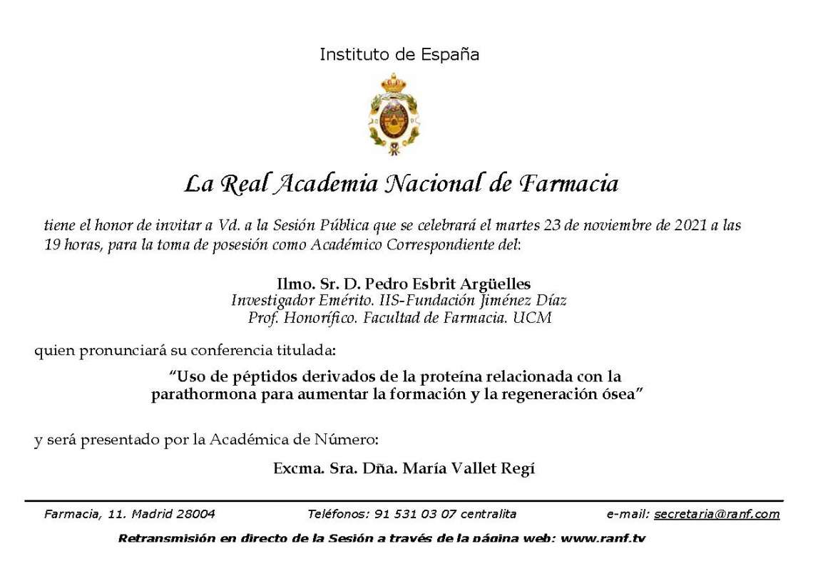Pedro Esbrit  corresponding academician. RANF. - 3