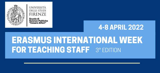 Erasmus International Week for Teaching Staff - 4-8 April 2022 at University of Florence, Italy.