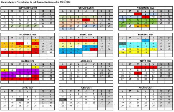 Calendario y horarios 2023-2024