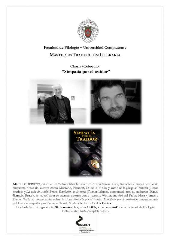 Mark Polizzotti y su traductor Íñigo García Ureta conversarán sobre "Simpatía por el traidor" - 1