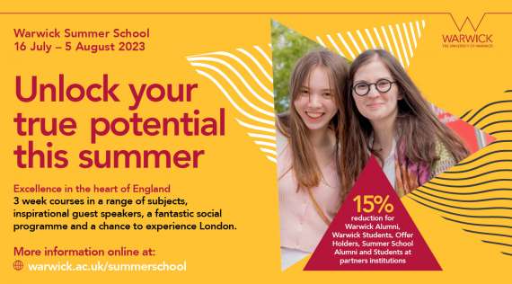 University of Warwick Summer School 2022. Applications now open!