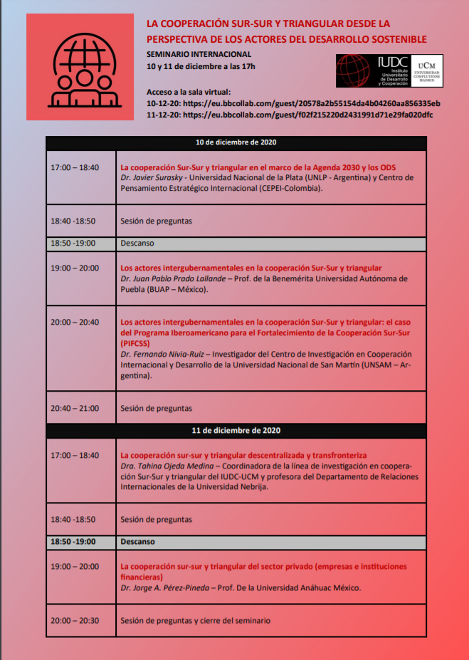 Programa seminario cooperación sur sur y triangular