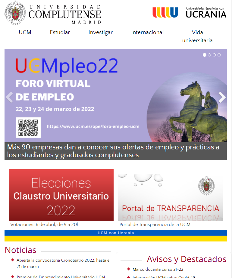 Visualización Web en pantalla mediana