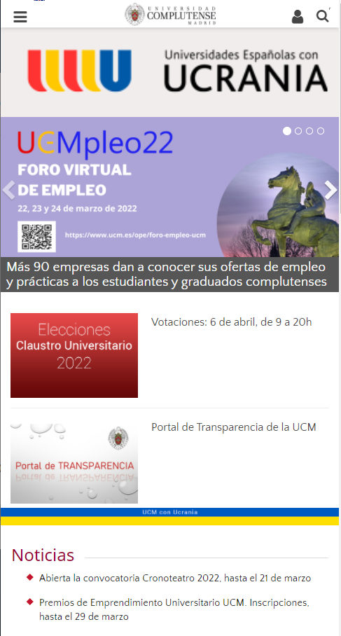 Visualización Web en pantalla pequeña