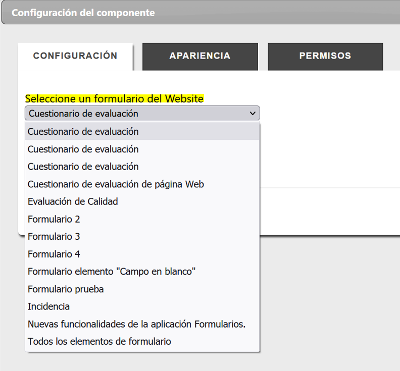 Selecciona formulario