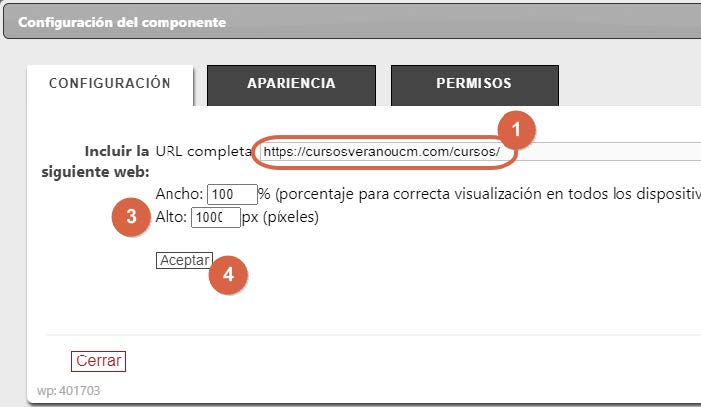 Configuración de Web externa