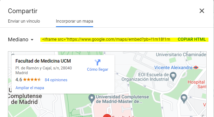 Copiar HTML de mapa