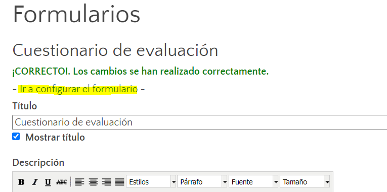 Ir a configurar el formulario