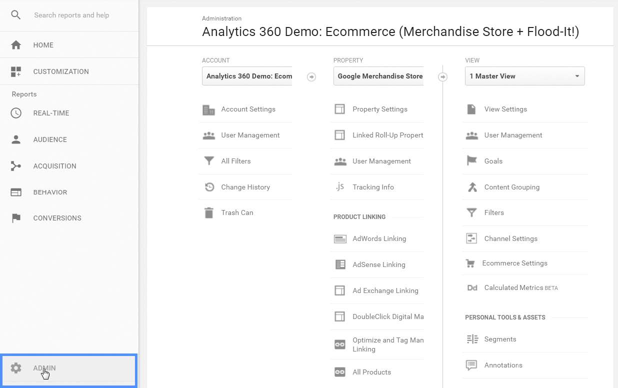 Administración Google Analytics