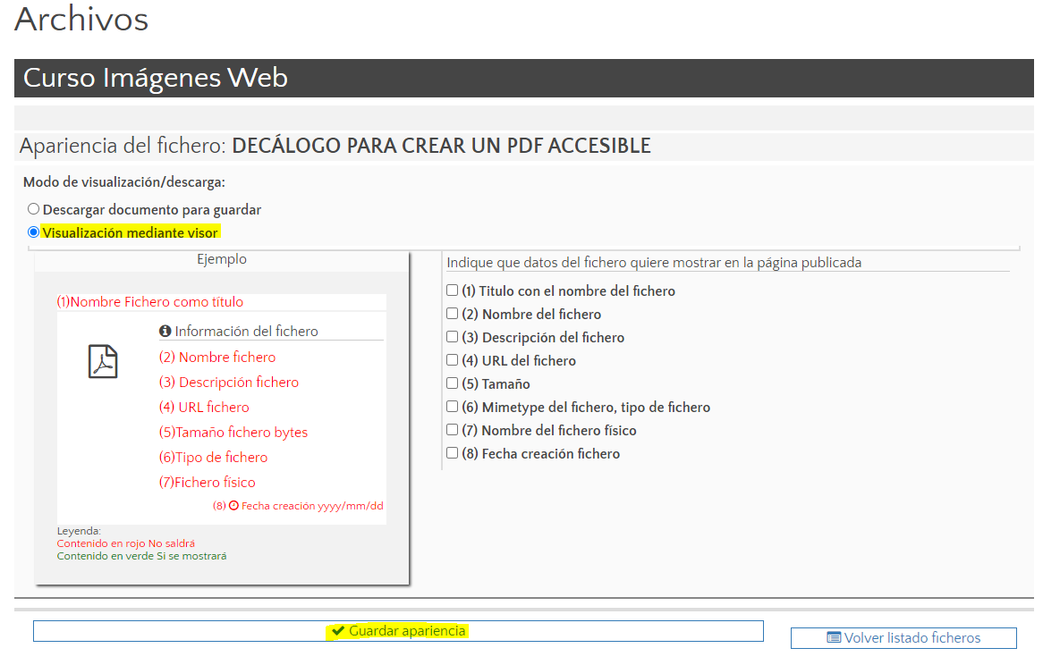 Visualización mediante visor