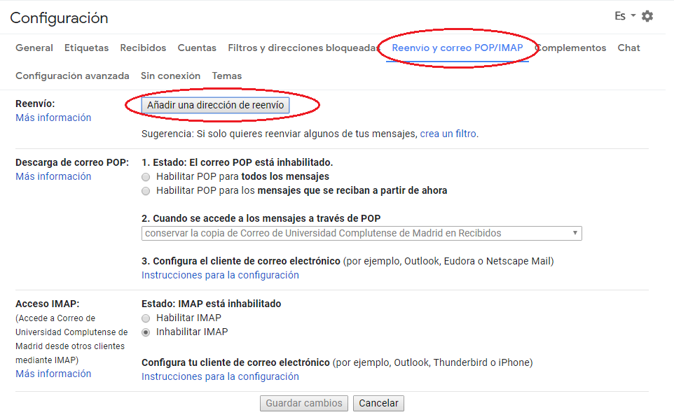 Añadir dirección de envío en Gmail