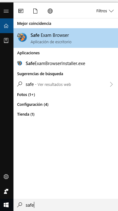 Buscar SBE desde el buscador de Windows