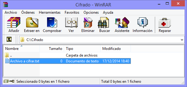 Imagen de la pantalla principal de Winrar