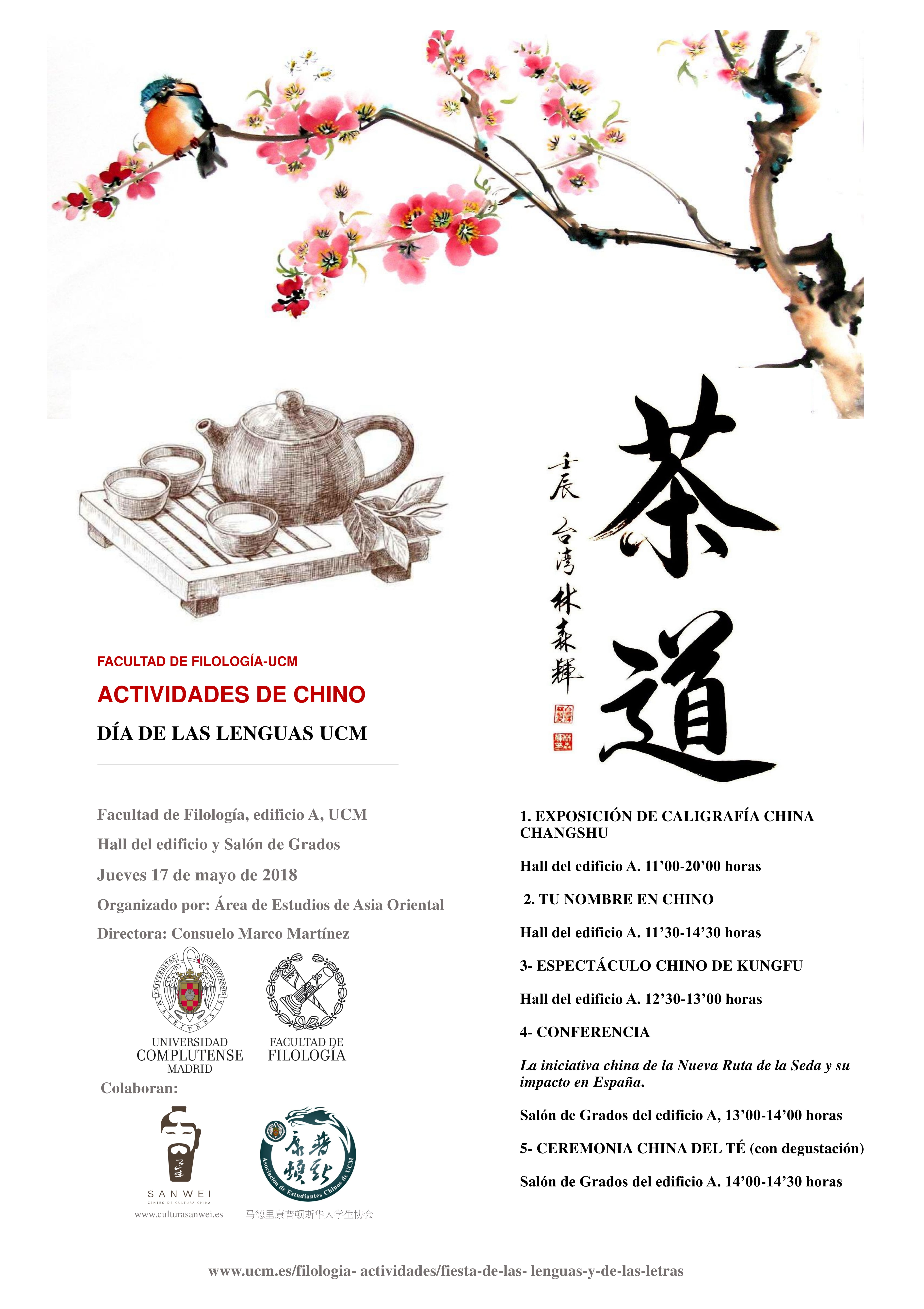 Cartel con todas las actividades chinas