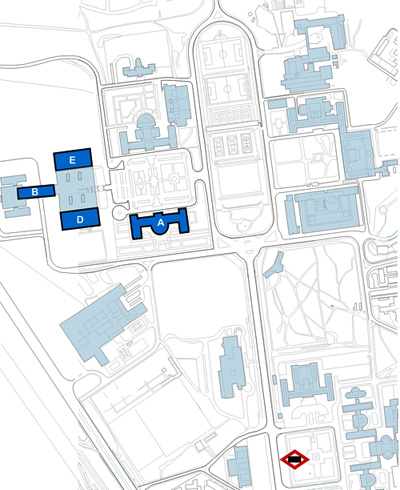 Mapa de localización de la Facultad de Filología