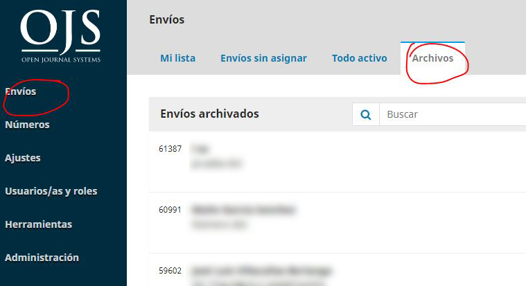 Archivos en OJS