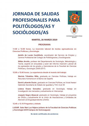 Jornadas de salidas profesionales Facultad de Políticas y Sociología 2019