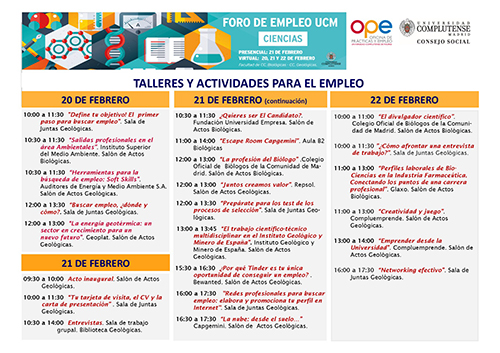 Actividades del Foro UCM de Empleo Ciencias 2019