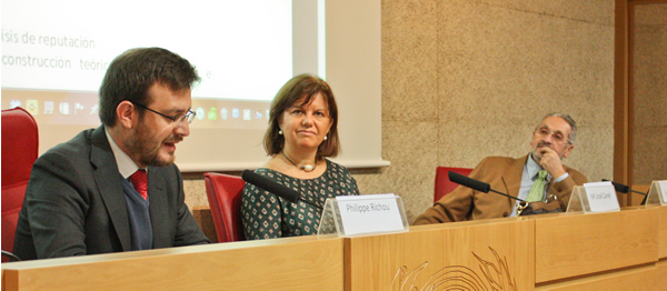 Philippe Richou, María José Canel y José Luis Piñuel