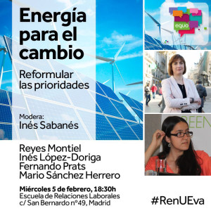 Cartel Energía para el cambio. Mesa redonda EQUO