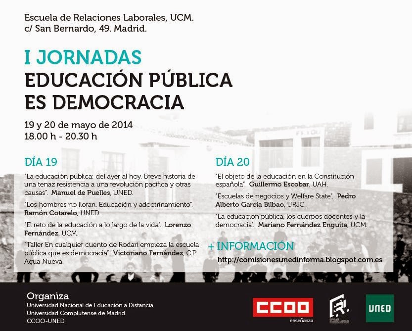 I Jornadas Educación Pública es Democracia. UNED-UCM