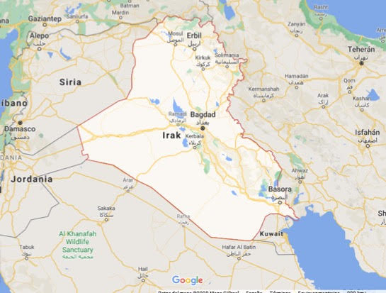 Mapa político de la actual región de Irak