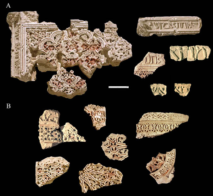 imagen 3. fragmentos de yeseria parietal del castil de los judios ( esteban arenas, 2017)