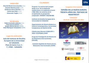 Congreso “España en la nueva Europa. Treinta años del Tratado de Maastricht” (24-25 noviembre 2022, Valladolid)