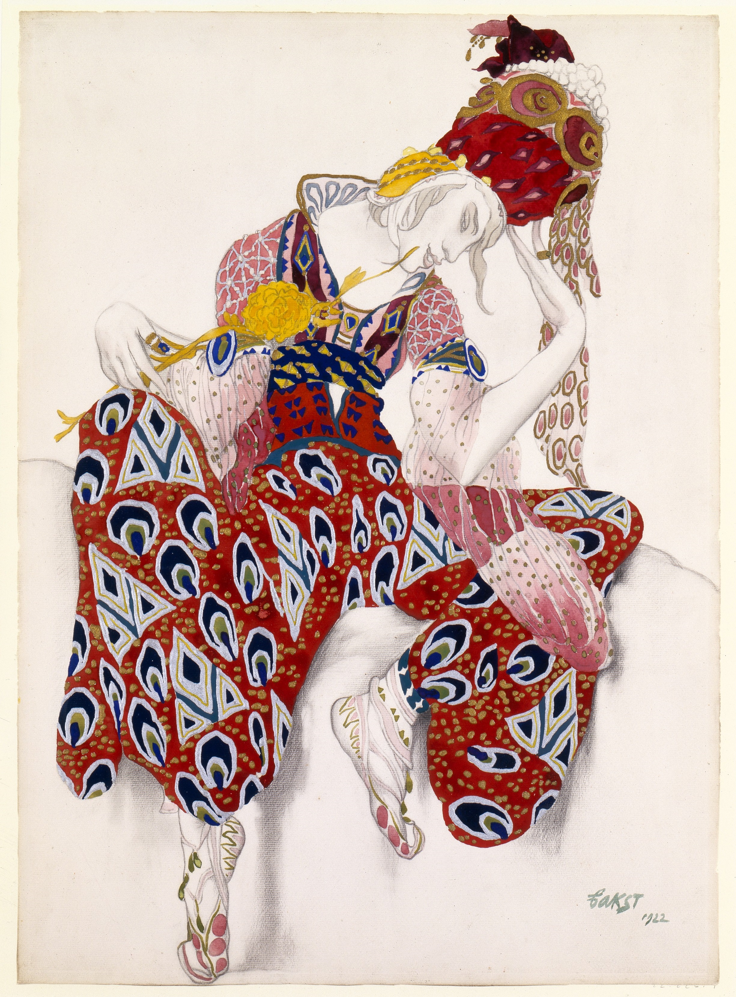 León Bakst. Diseño de vestuario para Nijinsky en el Ballet La Péri, 1922.