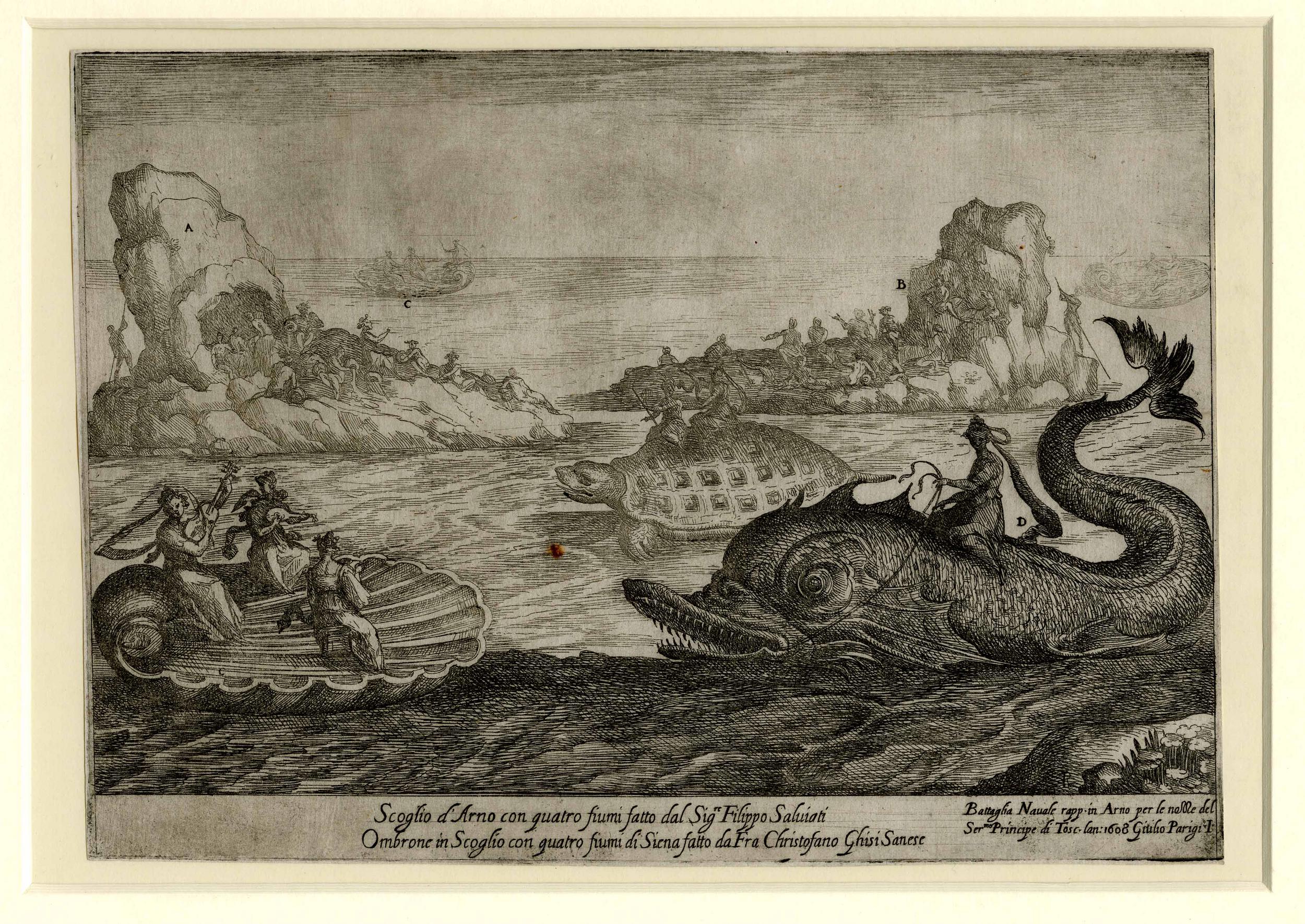 Remigio Cantagallina. Naumachia de monstruos sobre el Arno. 1608. British Museum