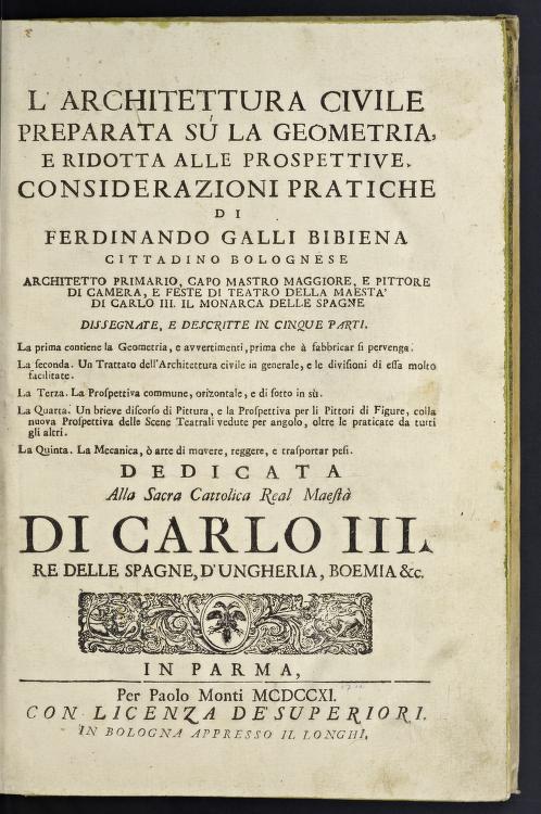Ferdinando Bibiena. L´architettura civile. 1711. Frontis.