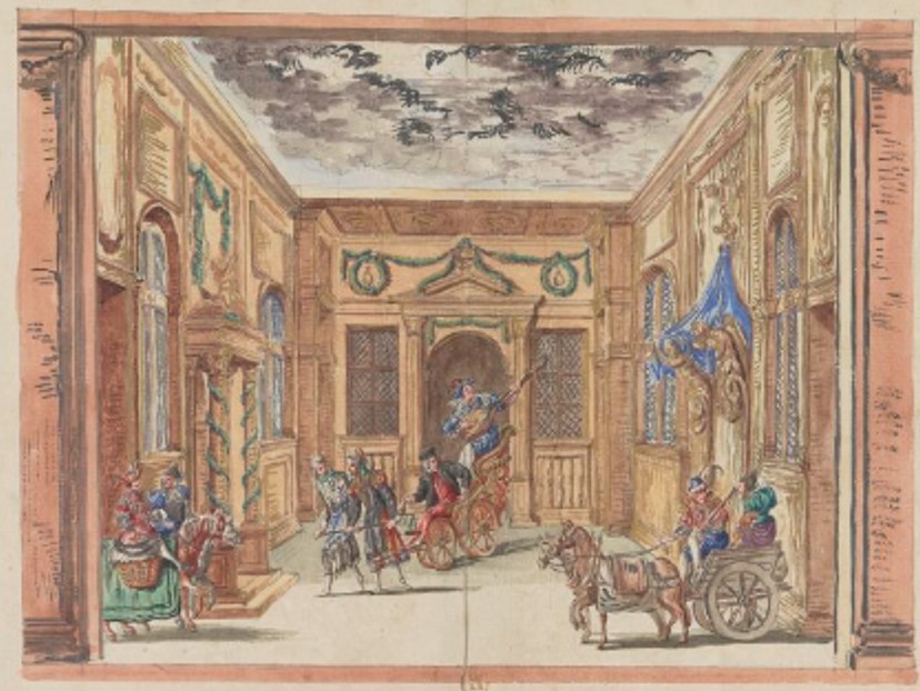 Gissey, Benserade. Ballet de Baco 1651. Gallica. Primera decoración