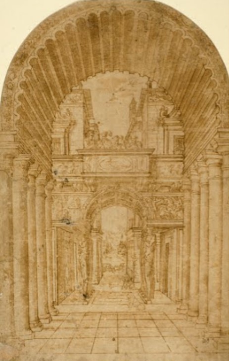 Diego de Siloé. Estudio perspectivo de Escenografía. Museo Nacional de Arte de Cataluña. Siglo XVI