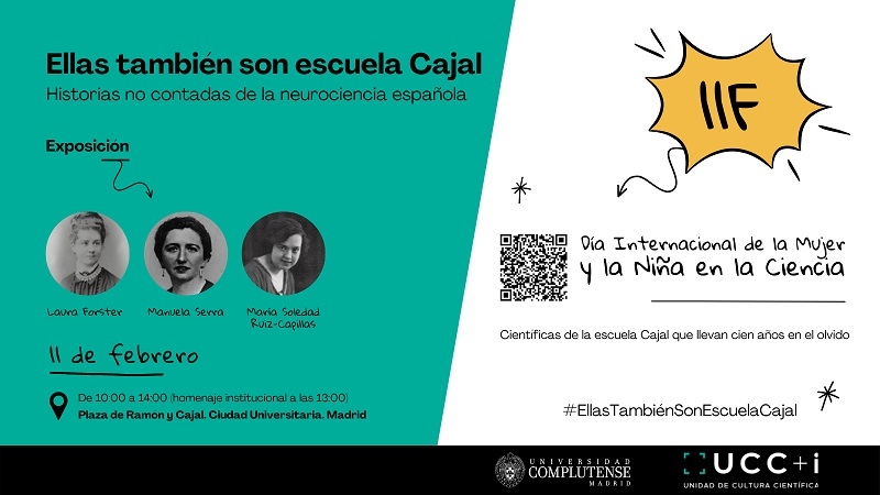 Cartel de la actividad “Ellas también son escuela Cajal”. / María Marín (UCC+I). 