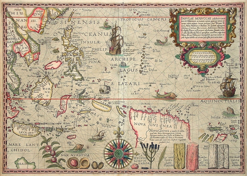 Mapa de las islas Molucas. Petrus Plancius y Cornelius Claesz. CC BY-SA