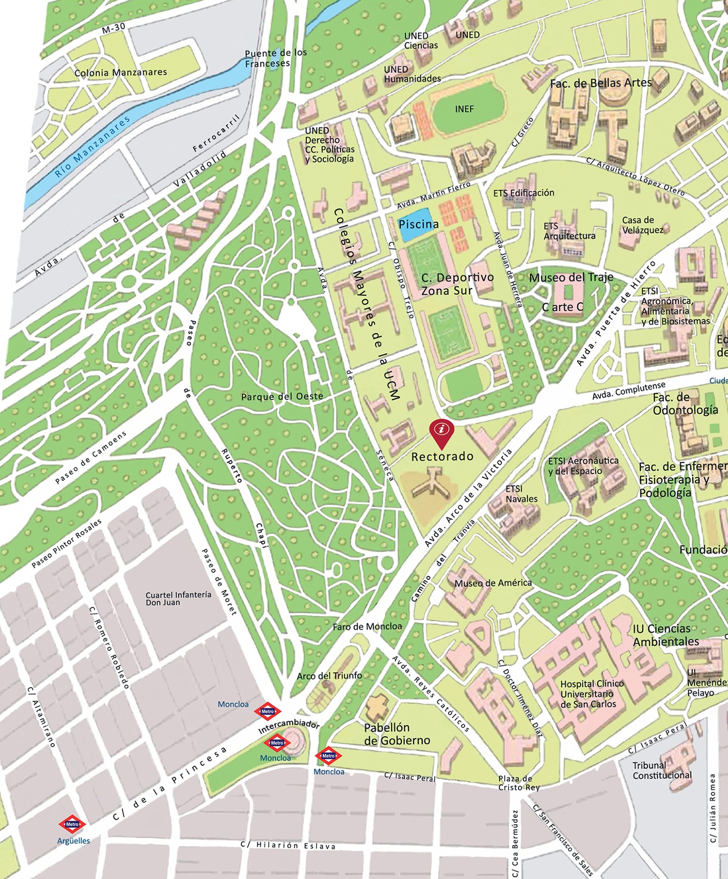 Plano ciudad universitaria ubicación Rectorado
