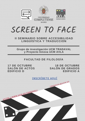 cartel screen to face. ii seminario accesibilidad y tav octubre 2022